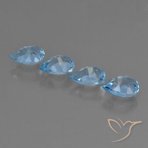 Gemas de Topacio Azul Suizo natural de 2.87 ct, En forma de pera, VS