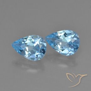 Gemas de Topacio Azul Cielo natural de 1.53 ct, En forma de pera, VS