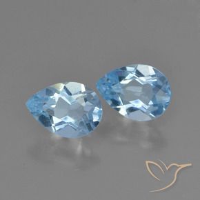 Gemas de Topacio Azul Cielo natural de 1.56 ct, En forma de pera, VS