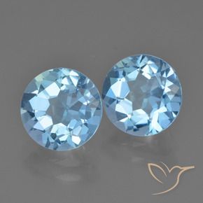 Gemas de Topacio Azul Suizo natural de 4.84 ct, Redondo, VVS-VS