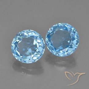 Gemas de Topacio Azul Suizo natural de 5.14 ct, Redondo, VVS-VS