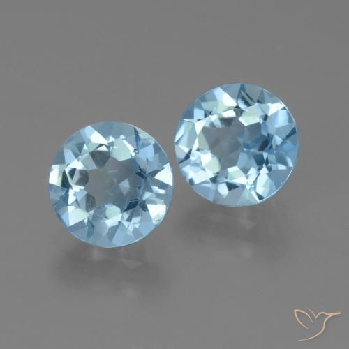 Gemas de Topacio Azul Cielo natural de 4.58 ct, Redondo, VS