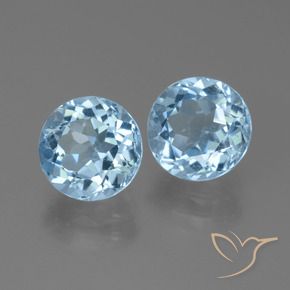 Gemas de Topacio Azul Cielo natural de 5.22 ct, Redondo, VS