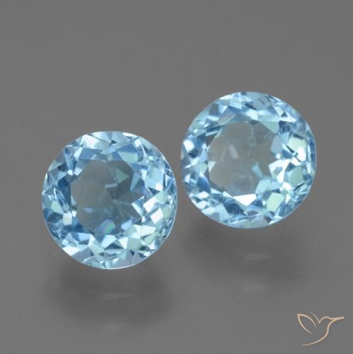 Gemas de Topacio Azul Cielo natural de 4.97 ct, Redondo, VS