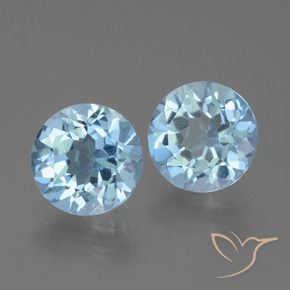 Gemas de Topacio Azul Cielo natural de 4.31 ct, Redondo, VVS-VS