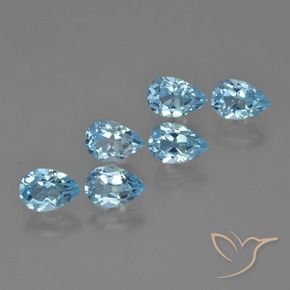 Gemas de Topacio Azul Cielo natural de 3.53 ct, En forma de pera, VS