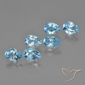 Gemas de Topacio Azul Suizo natural de 3.53 ct, En forma de pera, VS