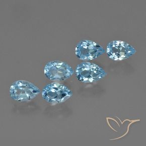 Gemas de Topacio Azul Cielo natural de 3.58 ct, En forma de pera, VS
