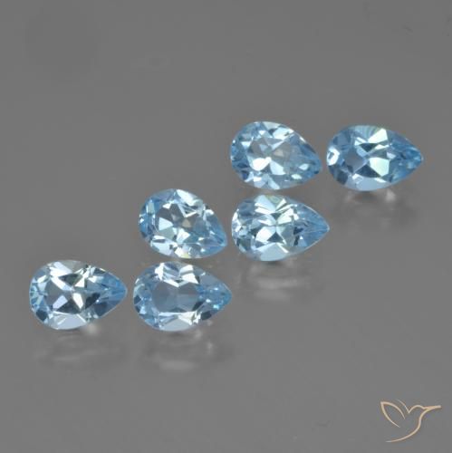 Gemas de Topacio Azul Cielo natural de 3.23 ct, En forma de pera, VS