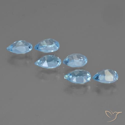 Gemas de Topacio Azul Cielo natural de 3.23 ct, En forma de pera, VS