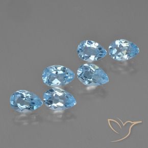 Gemas de Topacio Azul Cielo natural de 3.21 ct, En forma de pera, VS