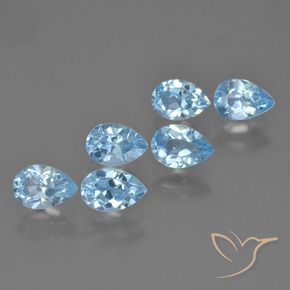 Gemas de Topacio Azul Cielo natural de 3.58 ct, En forma de pera, VS