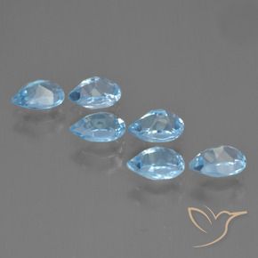 Gemas de Topacio Azul Cielo natural de 3.58 ct, En forma de pera, VS