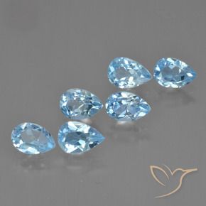 Gemas de Topacio Azul Cielo natural de 3.37 ct, En forma de pera, VS
