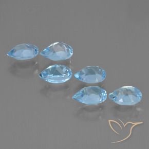 Gemas de Topacio Azul Cielo natural de 3.37 ct, En forma de pera, VS