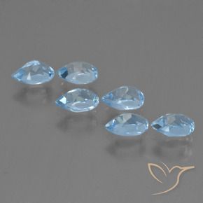 Gemas de Topacio Azul Cielo natural de 3.39 ct, En forma de pera, VS