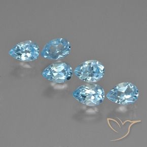 Gemas de Topacio Azul Cielo natural de 3.44 ct, En forma de pera, VS
