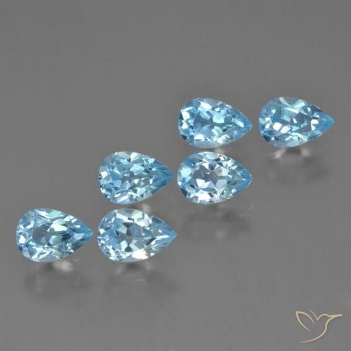 3.67ctw Natural Azul Suizo Topacio, En forma de pera, VS