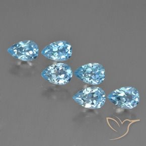 Gemas de Topacio Azul Suizo natural de 3.67 ct, En forma de pera, VS