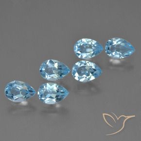 Gemas de Topacio Azul Suizo natural de 3.15 ct, En forma de pera, VS