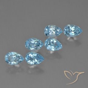 Gemas de Topacio Azul Cielo natural de 3.41 ct, En forma de pera, VS