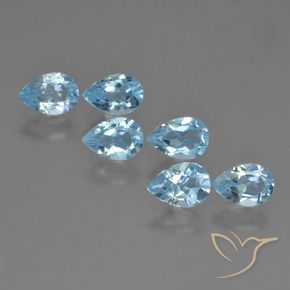 Gemas de Topacio Azul Cielo natural de 3.26 ct, En forma de pera, VS