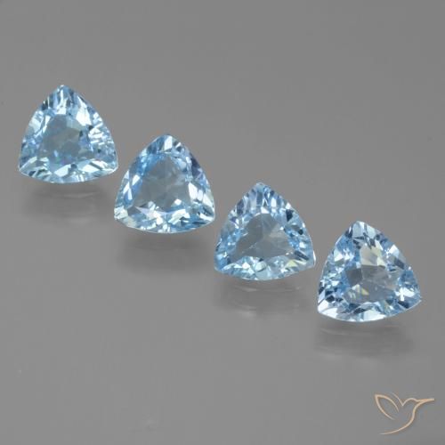 Gemas de Topacio Azul Cielo natural de 4.47 ct, Trillón, VVS-VS