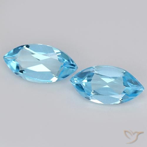 Gemas de Topacio Azul Cielo natural de 2.24 ct, Marquesa, VVS-VS