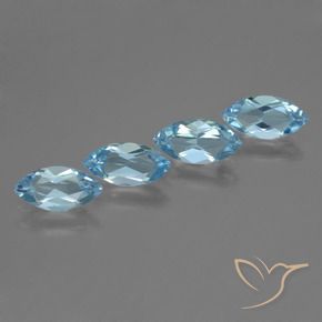 Gemas de Topacio Azul Cielo natural de 4.57 ct, Marquesa, VVS-VS