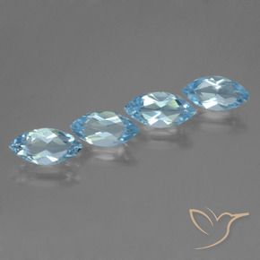 Gemas de Topacio Azul Suizo natural de 4.90 ct, Marquesa, VVS-VS