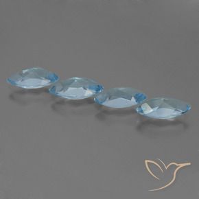 Gemas de Topacio Azul Suizo natural de 4.90 ct, Marquesa, VVS-VS