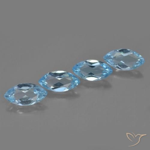 4.05ctw Natural Azul Suizo Topacio, Marquesa, VVS-VS