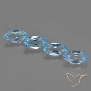 Gemas de Topacio Azul Suizo natural de 4.05 ct, Marquesa, VVS-VS