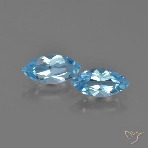 2.29ctw Natural Azul Suizo Topacio, Marquesa, VVS-VS