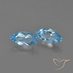 Gemas de Topacio Azul Suizo natural de 2.29 ct, Marquesa, VVS-VS