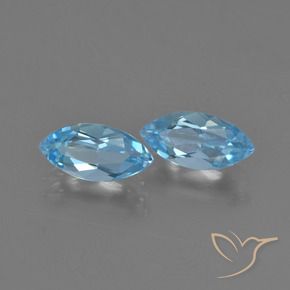 Gemas de Topacio Azul Suizo natural de 2.41 ct, Marquesa, VVS-VS