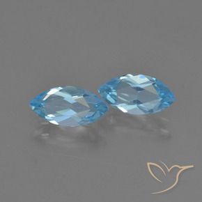 Gemas de Topacio Azul Suizo natural de 2.41 ct, Marquesa, VVS-VS