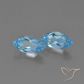 Gemas de Topacio Azul Suizo natural de 2.48 ct, Marquesa, VVS-VS