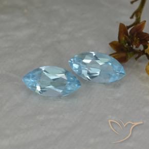 Gemas de Topacio Azul Suizo natural de 2.22 ct, Marquesa, VVS-VS