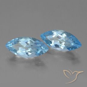 Gemas de Topacio Azul Cielo natural de 7.20 ct, Marquesa, VVS