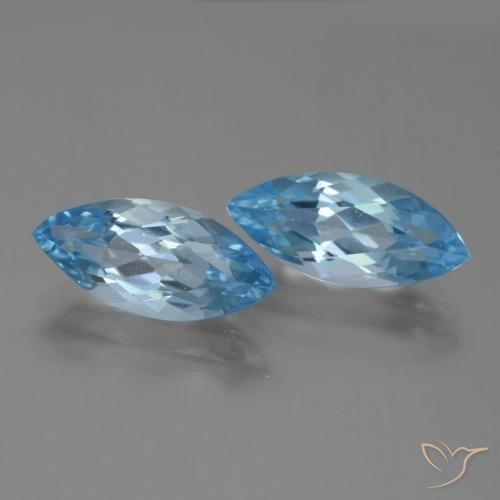 Gemas de Topacio Azul Suizo natural de 7.51 ct, Marquesa, VVS