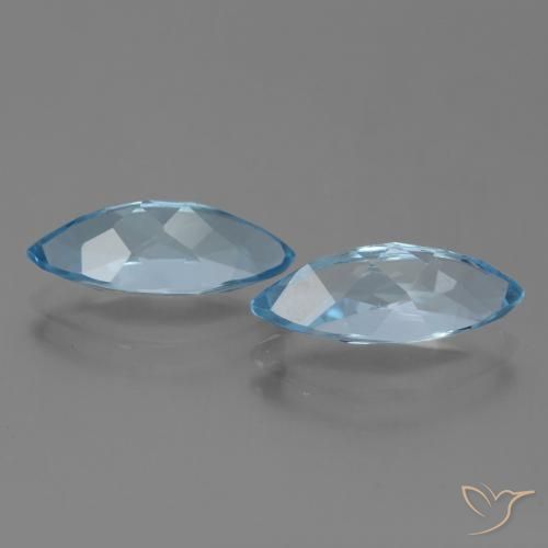Gemas de Topacio Azul Suizo natural de 7.51 ct, Marquesa, VVS