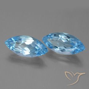 Gemas de Topacio Azul Cielo natural de 7.36 ct, Marquesa, VVS