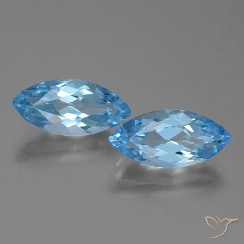 7.54ctw Natural Azul Suizo Topacio, Marquesa, VVS