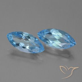 Gemas de Topacio Azul Suizo natural de 7.54 ct, Marquesa, VVS