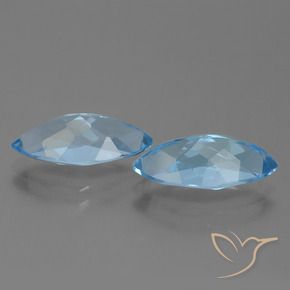 Gemas de Topacio Azul Suizo natural de 7.54 ct, Marquesa, VVS