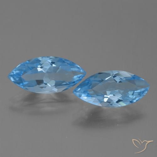 7.07ctw Natural Azul Suizo Topacio, Marquesa, VVS