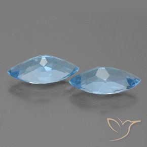 Gemas de Topacio Azul Suizo natural de 7.07 ct, Marquesa, VVS