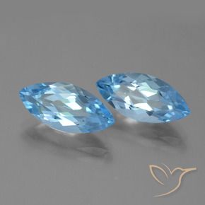 Gemas de Topacio Azul Cielo natural de 7.40 ct, Marquesa, VVS