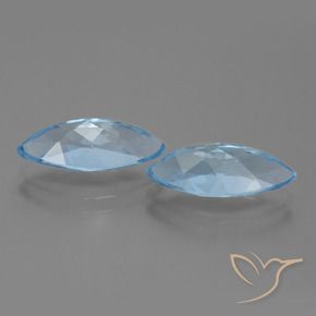 Gemas de Topacio Azul Cielo natural de 7.40 ct, Marquesa, VVS